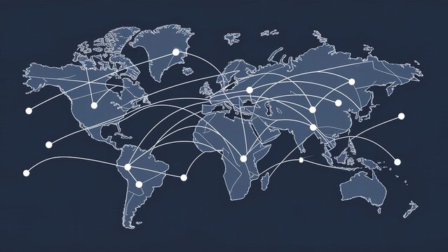Global technology network connections world map